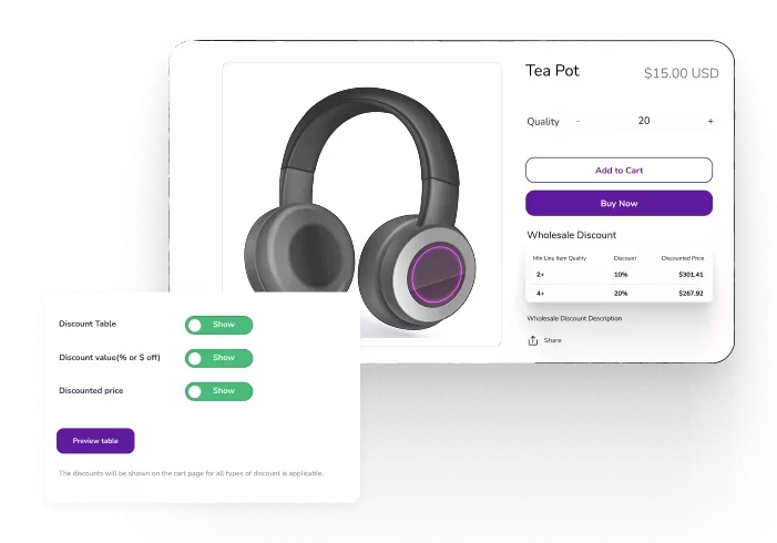 Wholesale B2B pricing Shopify app interface Wholesale B2B pricing Shopify app interface